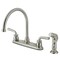 Kingston Brass 8" Centerset Kitchen Faucet with Side Sprayer, Brushed Nickel KB728RXLSP - alternate 1